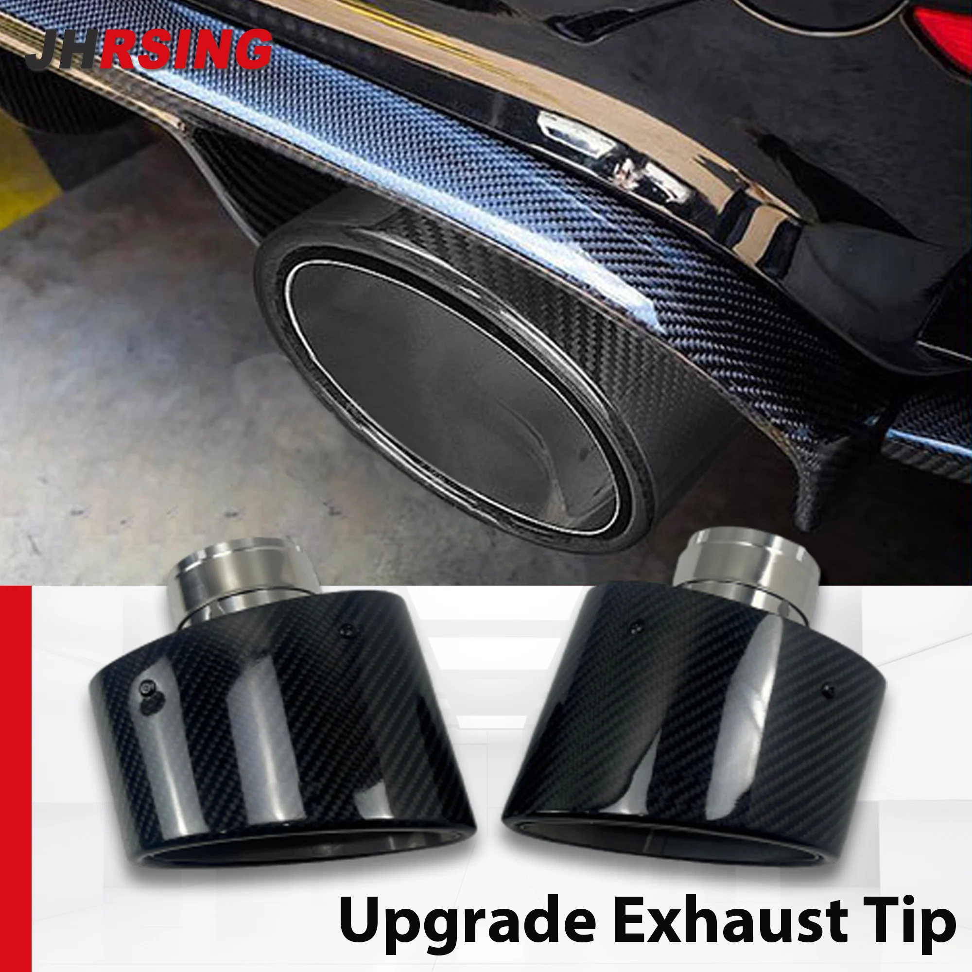 1pcs Exhaust Tip Glossy Carbon Fiber Universal Car Decorate Oval Outlet Exhaust Muffler Nozzle for car modify