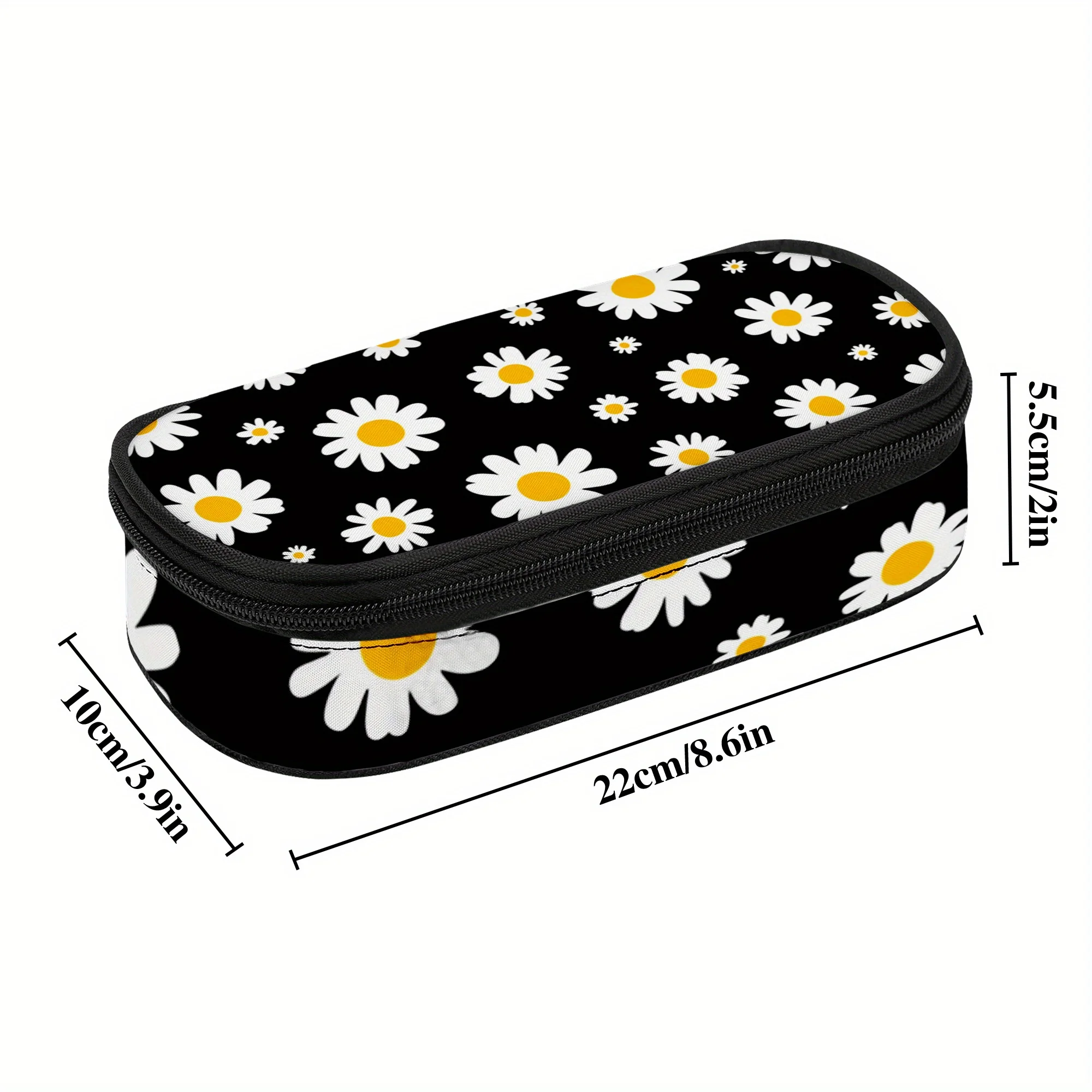 Daisy Bloom Pencil Case Zipper Compartment Petal Paradise Makeup Bag for School Supplies Travel School Stationery Storage
