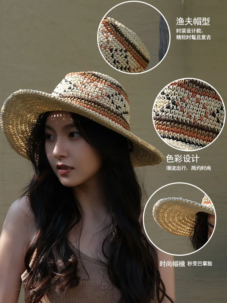 Ethnic Style Fedoras bucket hat Women hat straw hat Beach hats Sun cap Hat male hats for women luxury designer brand Golf cap