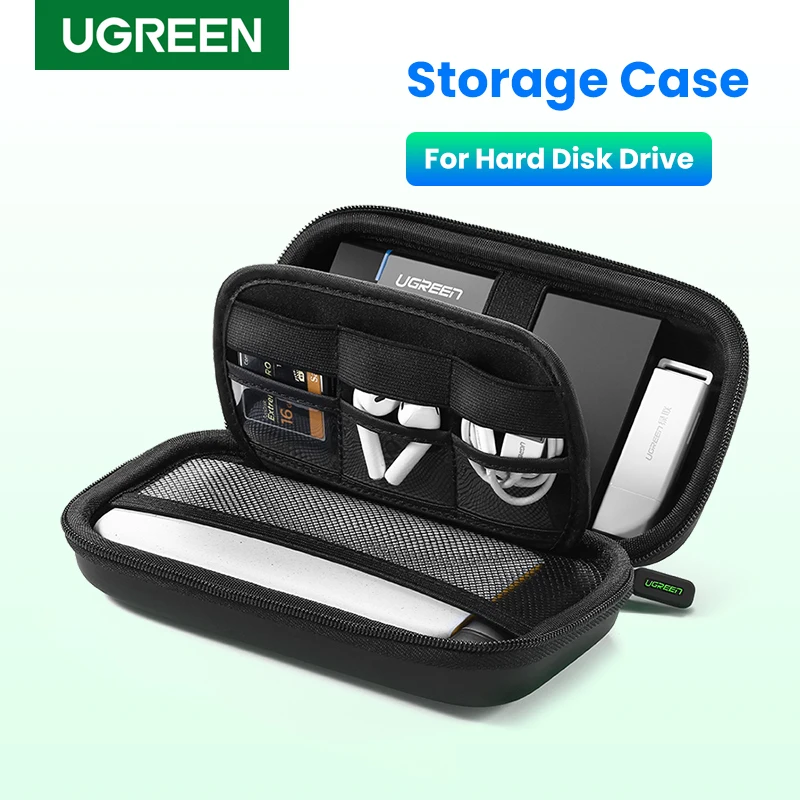 

UGREEN Hard Disk Drive Case for 2.5 inch External Hard Drive Portable HDD SSD Pouch Box for Power Bank Storage Case Travel Bag