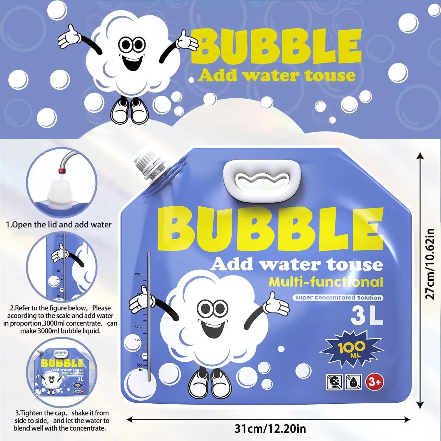 Solución de burbujas concentrada, recambios de burbujas de 304 oz, solución de burbujas concentrada para máquinas de burbujas, varitas gigantes y sopladores