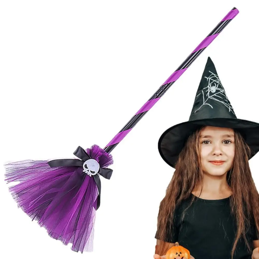 Multi-color 3D Halloween Witch Hat Cartoon DIY Halloween Broom Ornaments Eye-catching Witch Dress Up Ornaments Fancy