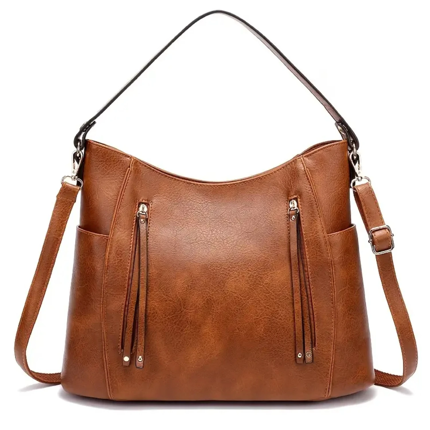 

Fashion Tote Bag With Zipper, Elegant Handbag Women's Trendy Shoulder Bag With Removable Strap