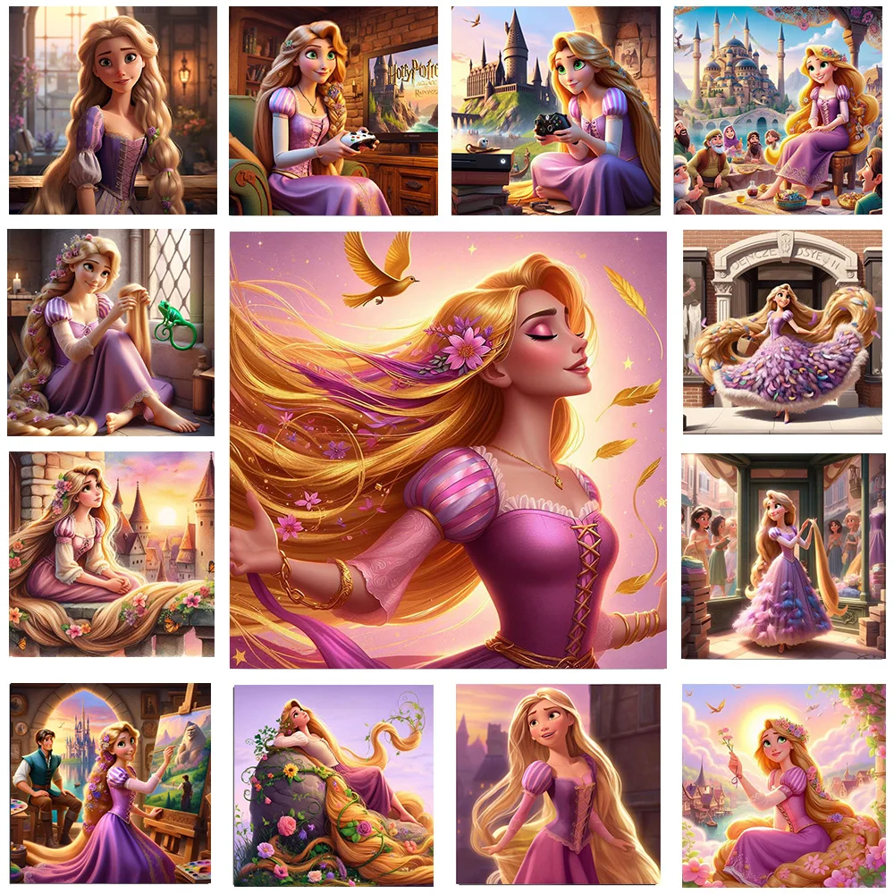 Beautiful Long Golden Hair Girl 5D DIY Diamond Painting Full Drills Cute Princess Mosaic Embroidery Cross Stitch Poster Gift