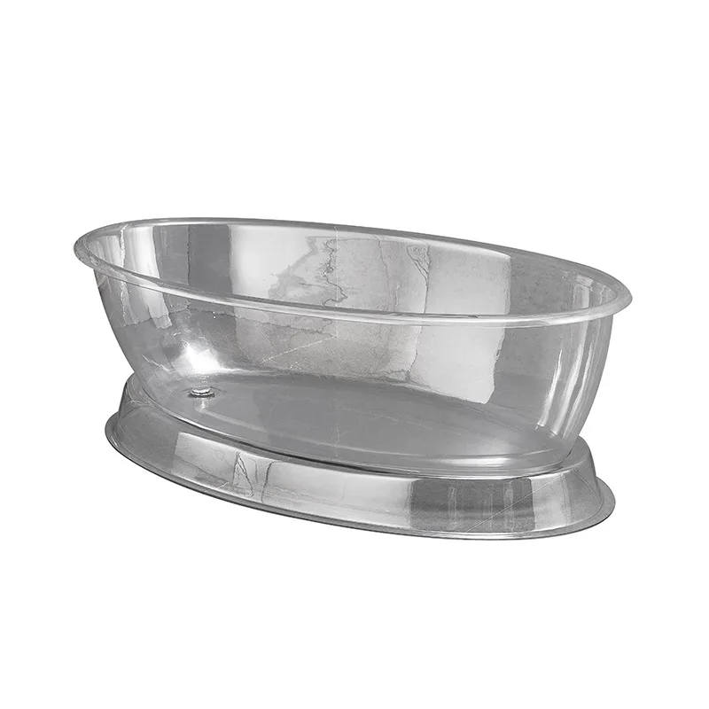 Simple and transparent plastic freestanding floor standing oval bathtub, suitable for couples, hotels, and families to use