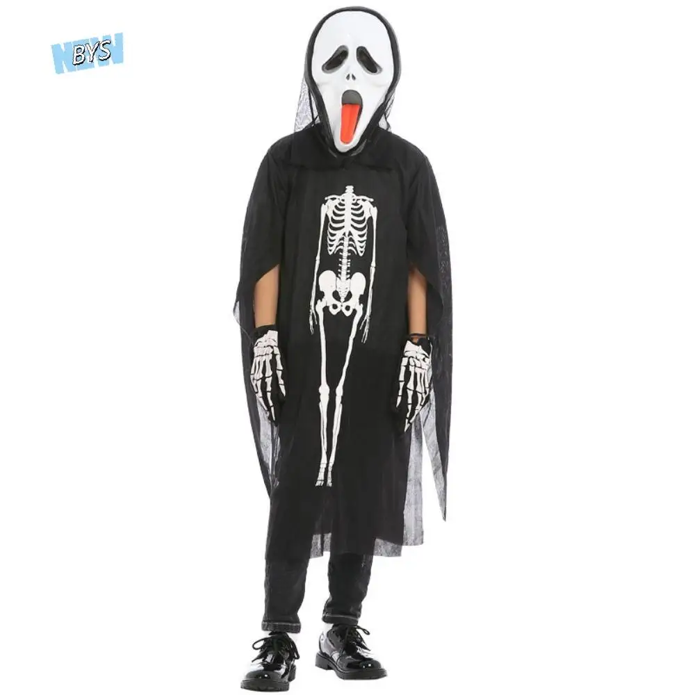 

Bones Children's Skeleton Clothes Head Cover Gloves Halloween Cosplay Costumes Party Supplies Funny Halloween Dress Up Club