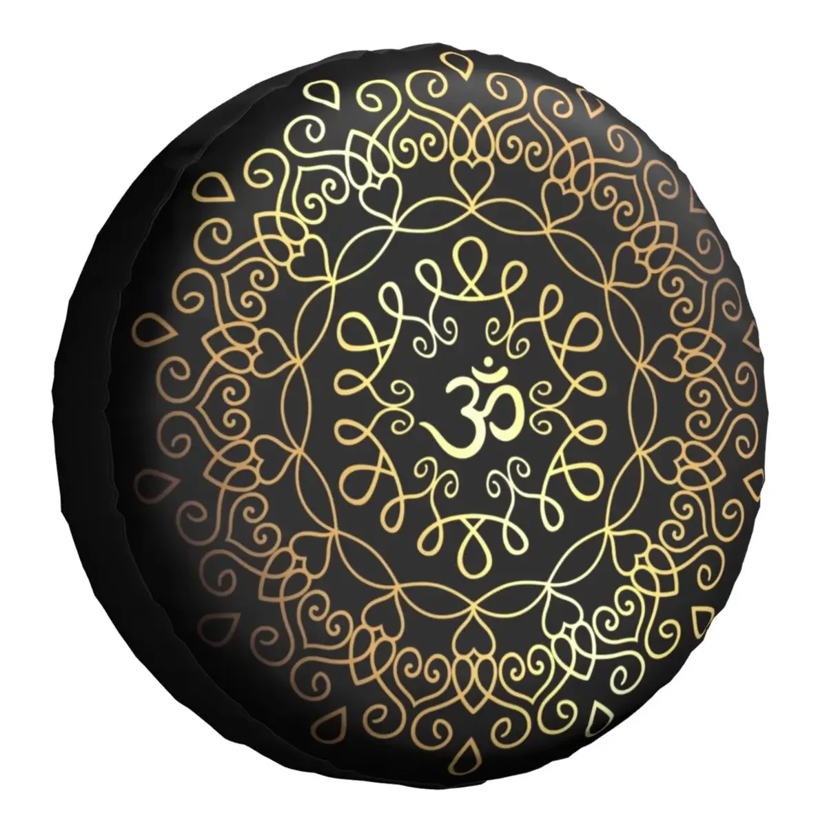 Golden Om Mandala Spare Tire Cover Case for Mitsubishi Pajero Buddhism Yoga Meditation Car Wheel Protectors Accessories