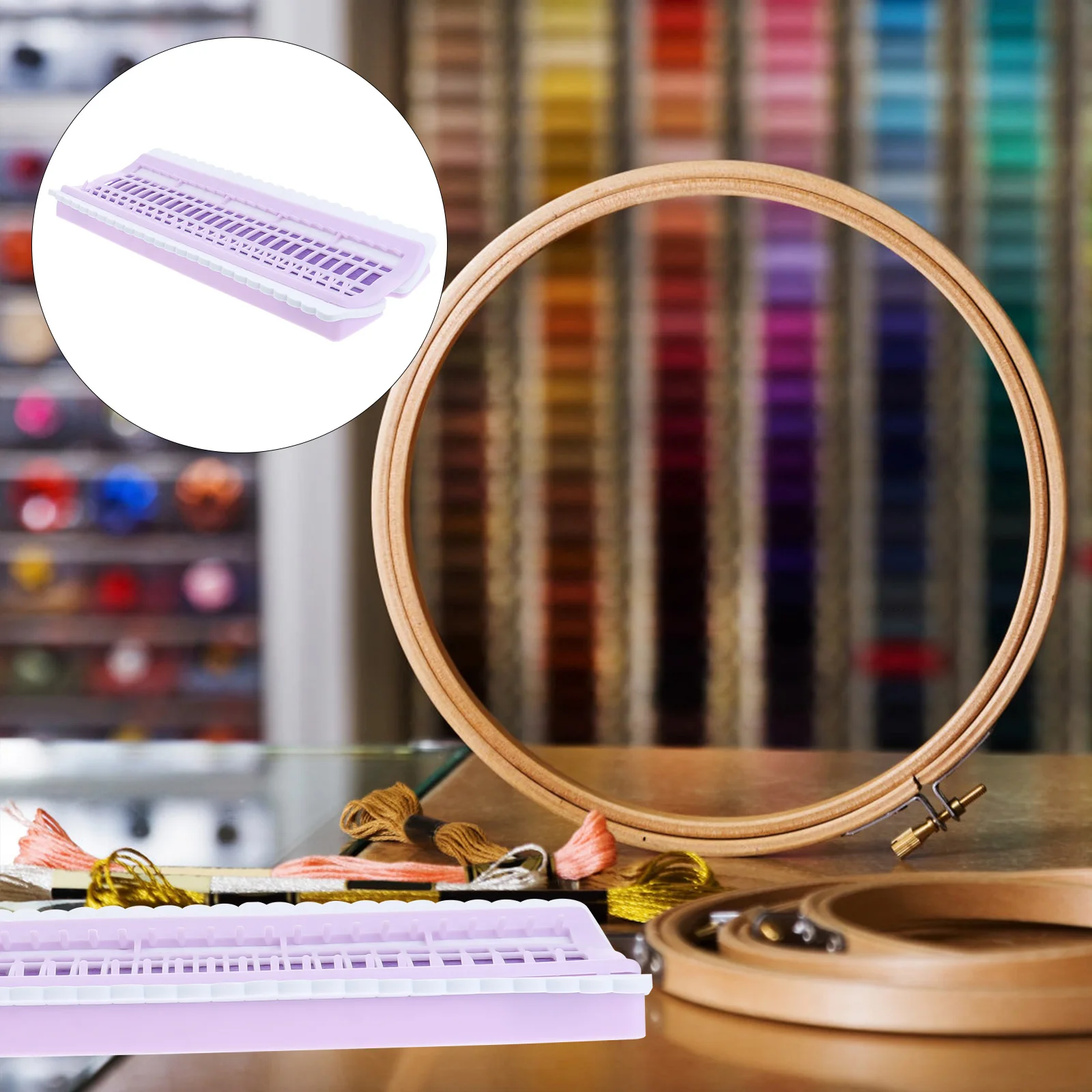 

1Pcs Embroidery Floss Organizer 50 Hole Thread Holder Plastic Cross Stitch Tool Lightweight Portable for Craft Sewing Projects