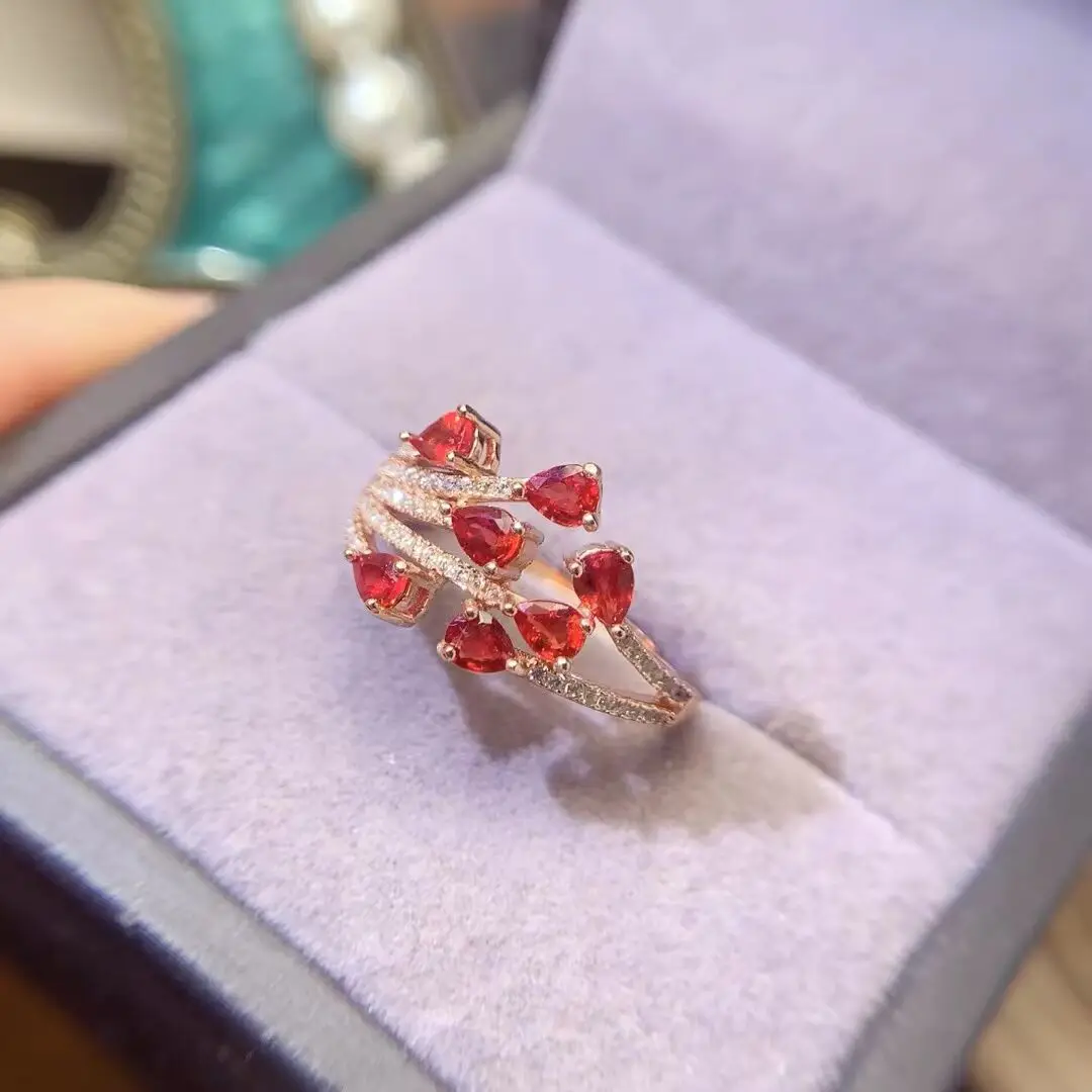 KJJEAXCMY high-end women's Ring adopt Natural Ruby and Sapphire S925 silver plating process, high-definition transparent