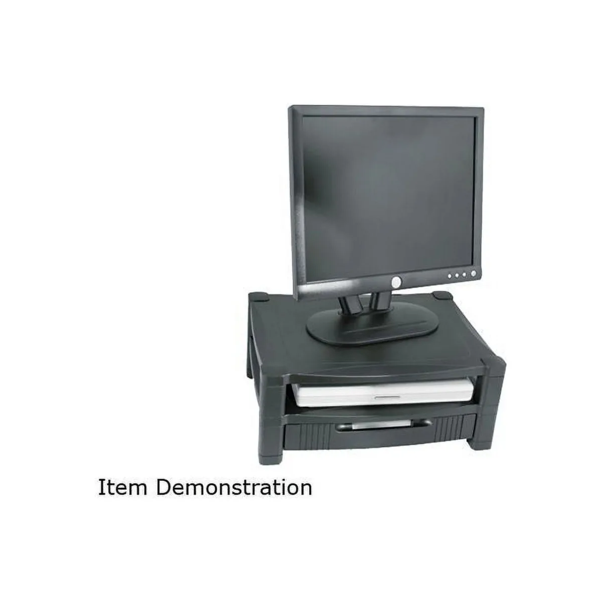 17 дюймов. x 13,25 дюйма 3-1/2 дюйма. до 7 дюймов. Поддерживает 50 фунтов. Двухуровневая подставка для монитора - черная