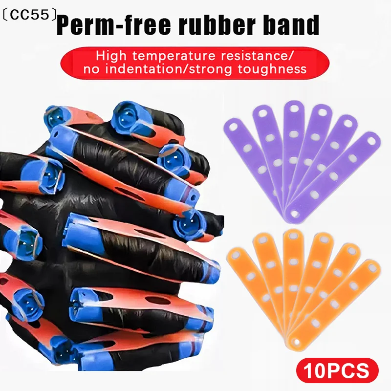 

10pcs Silicone Hair Care Strips Orange/Purple Heat Resistant No Trace Digital Cool Stick Elastic Hair Ring Styling Tools〔CC55〕