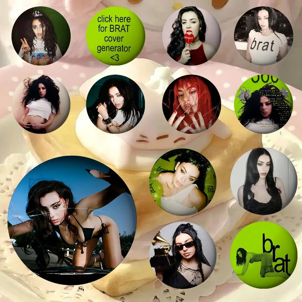 Singer C-Charli Xcx Brooches Stylish Ornament Pins Exquisite Round Badge Bag Accessories Jewelry Gifts