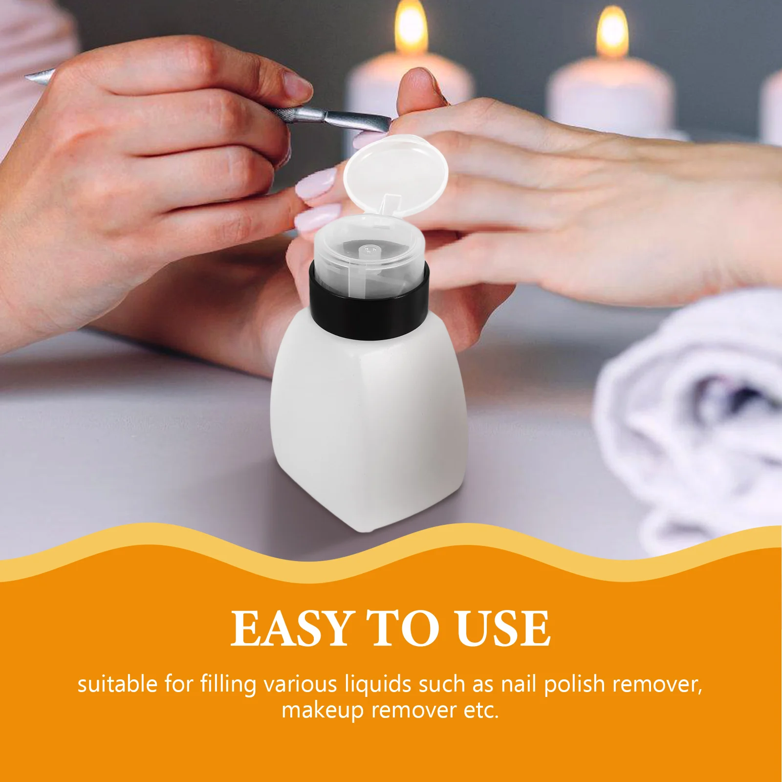 

2pcs Clear Push Down Pump Bottle For Nail Polish Remover Liquid Dispenser Refillable Empty Bottles Manicure Supplies