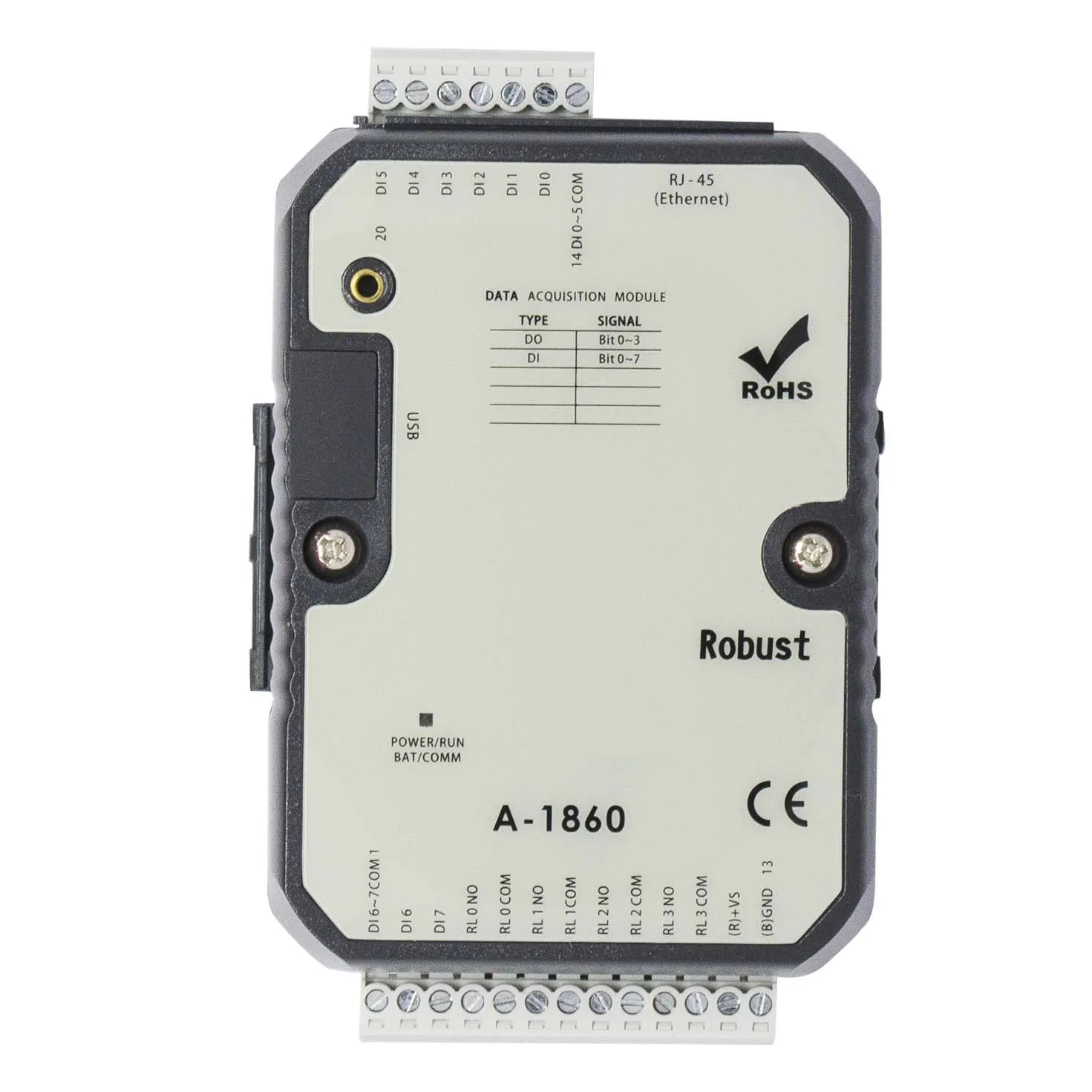 Módulo Modbus TCP IO con salida de relé de potencia de puerto Ethernet (A-1860)