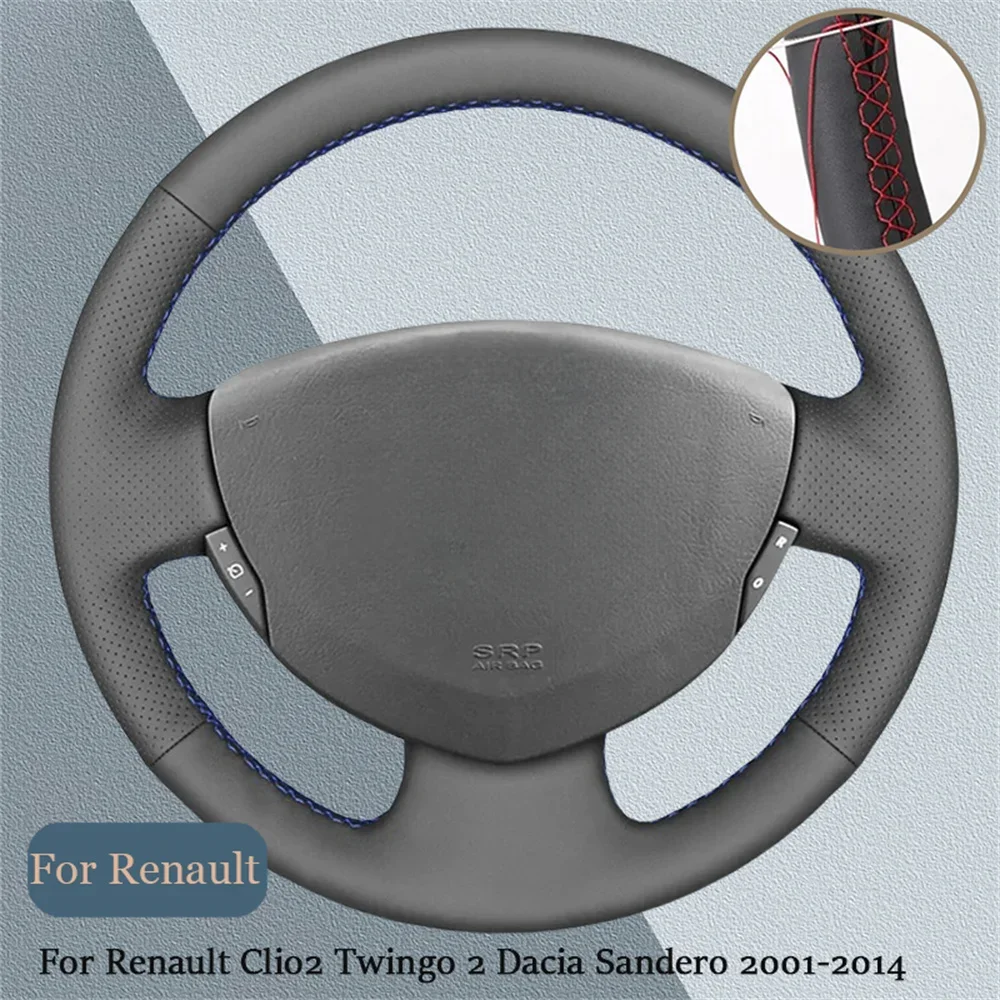 Microfibre Leather Car Steering Wheel Cover For Renault Clio2 Twingo 2 Dacia Sandero 2001-2014 Car Interior Accessories