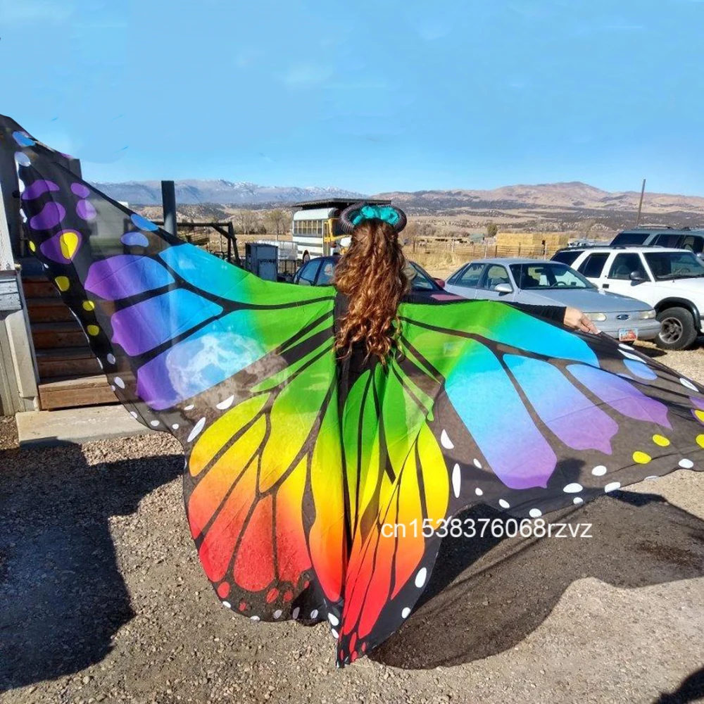 Kinder Erwachsene Bauchtanz Flügel Halloween Weihnachten Party Kinder Tanz Performance Schmetterling Flügel mit Stick Cosplay Beweglich
