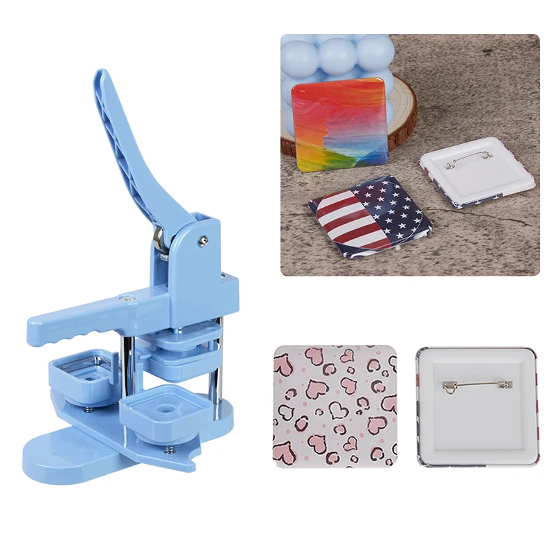 

Square Badge Making Machine DIY Making 50MM Magnet Refrigerator Badges / Button Pins Manual Press Button Maker