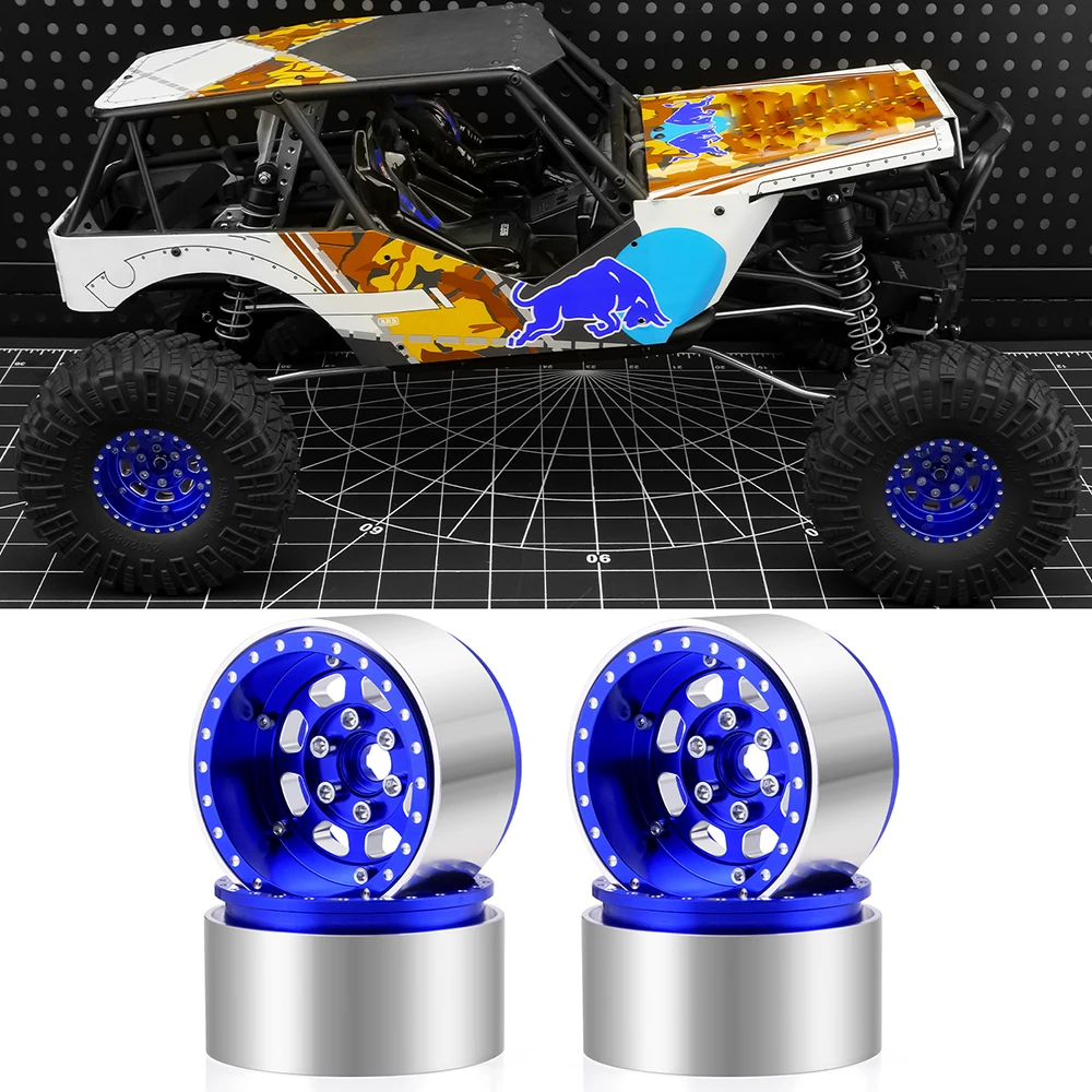 AXSPEED 4個 アルミ合金 1.9インチ ビードロック ホイールリム 32mm Axial SCX10 Wraith TRX-4 D90 1/10 RCクローラーカー アップグレードパーツ用