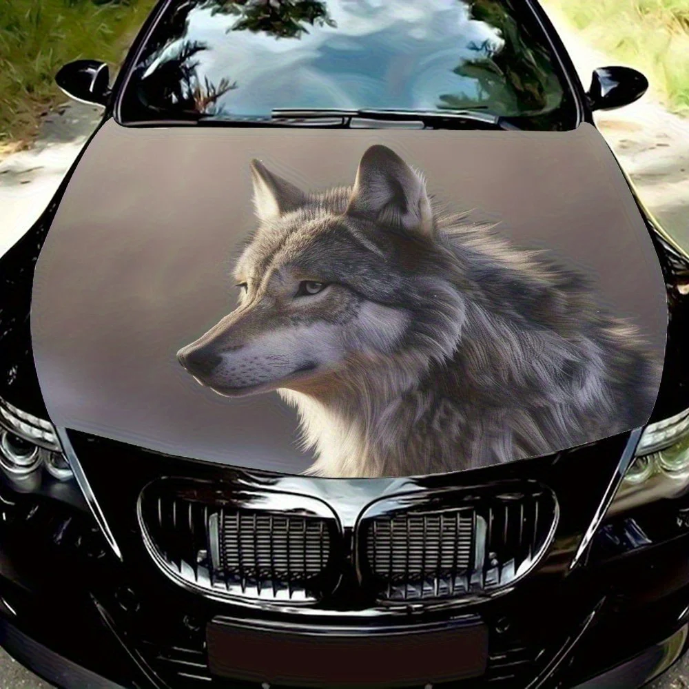 

Handsome Gray Wolf Car Hood Decal Stickers Wrap Vinyl Film Engine Cover Decals Sticker Car Hood Protective Film