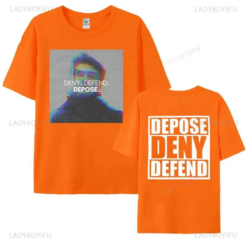 Fashion T Shirts LUIGI DENY DEPOSE Hip Hop T-Shirts Harajuku Streetwear Cotton Printed Tops Tee Shirt for Men Women Orange Shirt