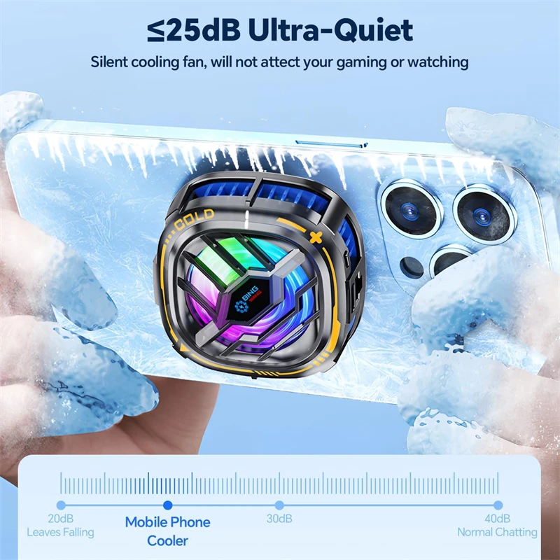 مروحة تبريد مغناطيسية للهاتف الخلوي RGB مع عرض درجة الحرارة لمبرد الهاتف المحمول Magsafe IP للألعاب المحمولة ومبرد الهواء #6