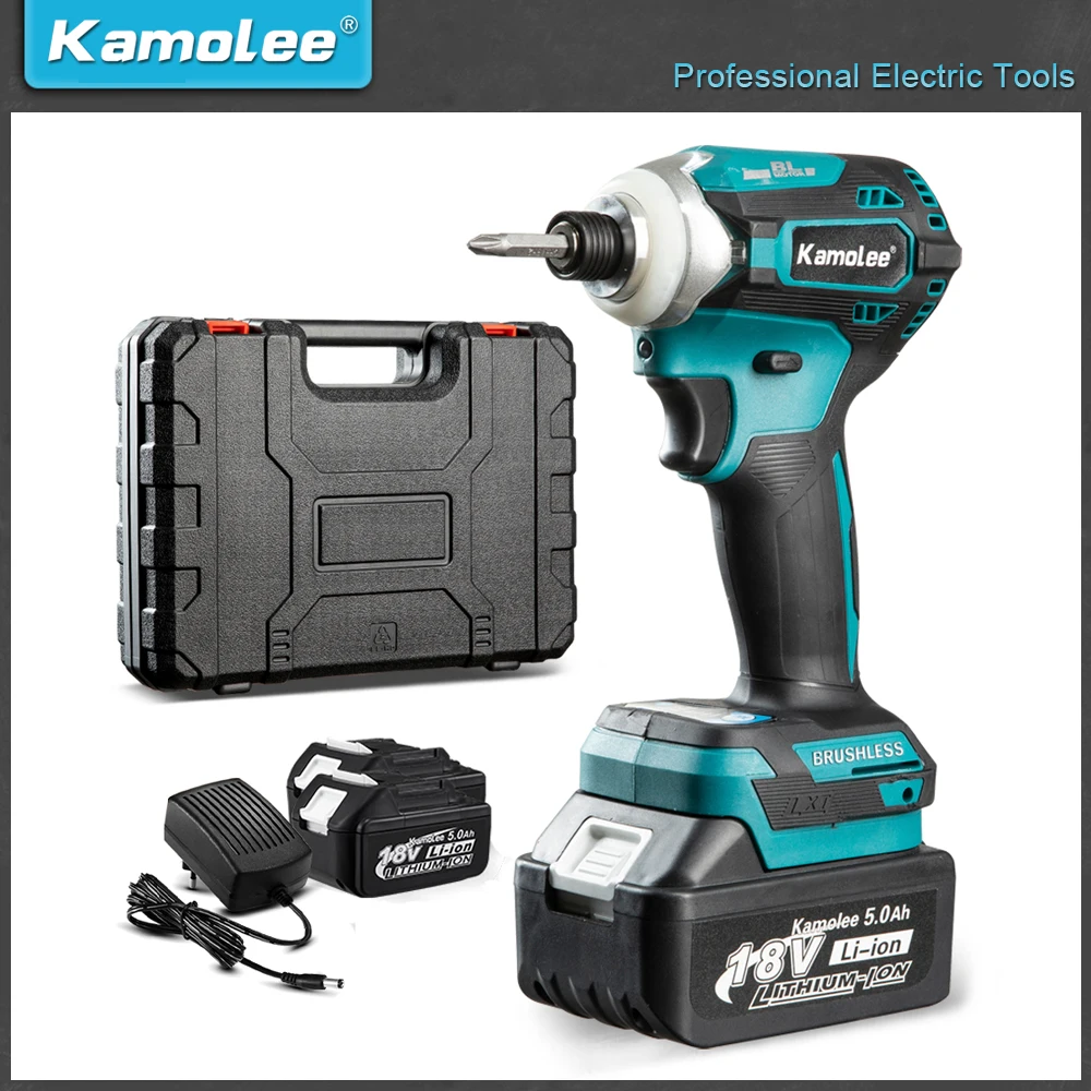 

Kamolee 588Nm Cordless Electric Impact Brushless Wrench 5 Speed Screwdriver Power Tool 1/4" with 3 LED Light for Makita Battery