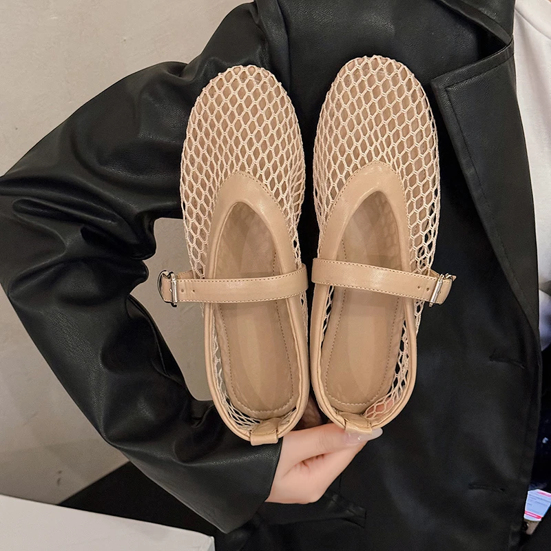 

En été, porter bout rond, boucles droites, décontracté et confortable, chaussures plates pour femmes