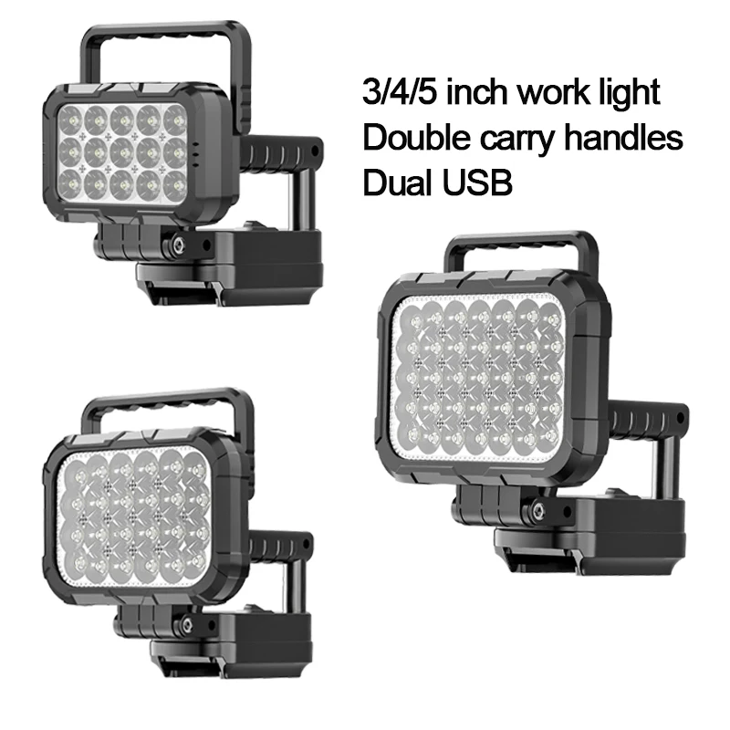 Double Carry Handles Portable Work Light 3/4/5 inch LED Floodlight Flashlight Suitable For Makita14.4-20V Battery BL1830 BL1840