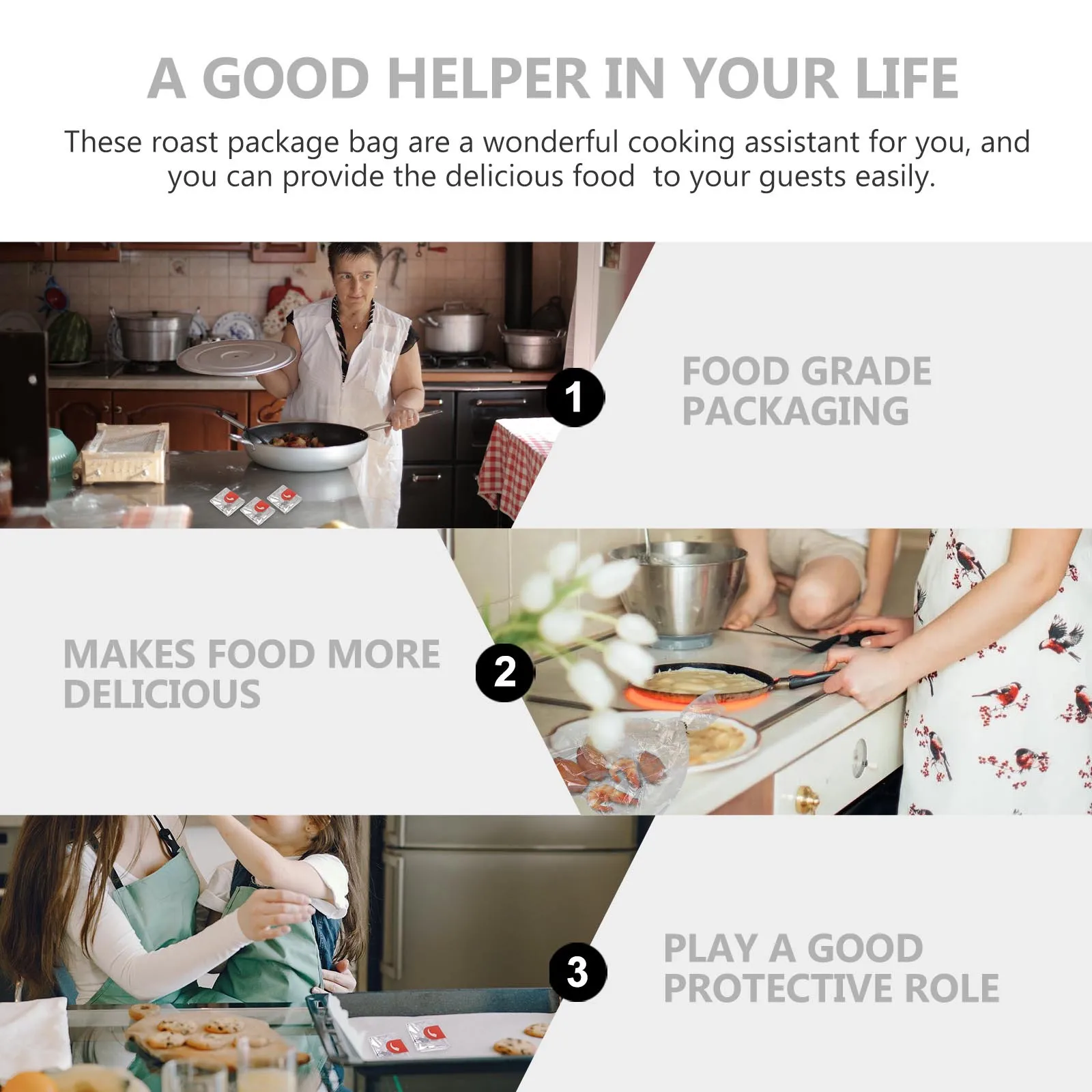 

100Pcs Pet Roast Bag Heat Resistant Grilling Bag for Oven Microwave Toaster Use in Cooking Chicken Sausages Pastries Snacks