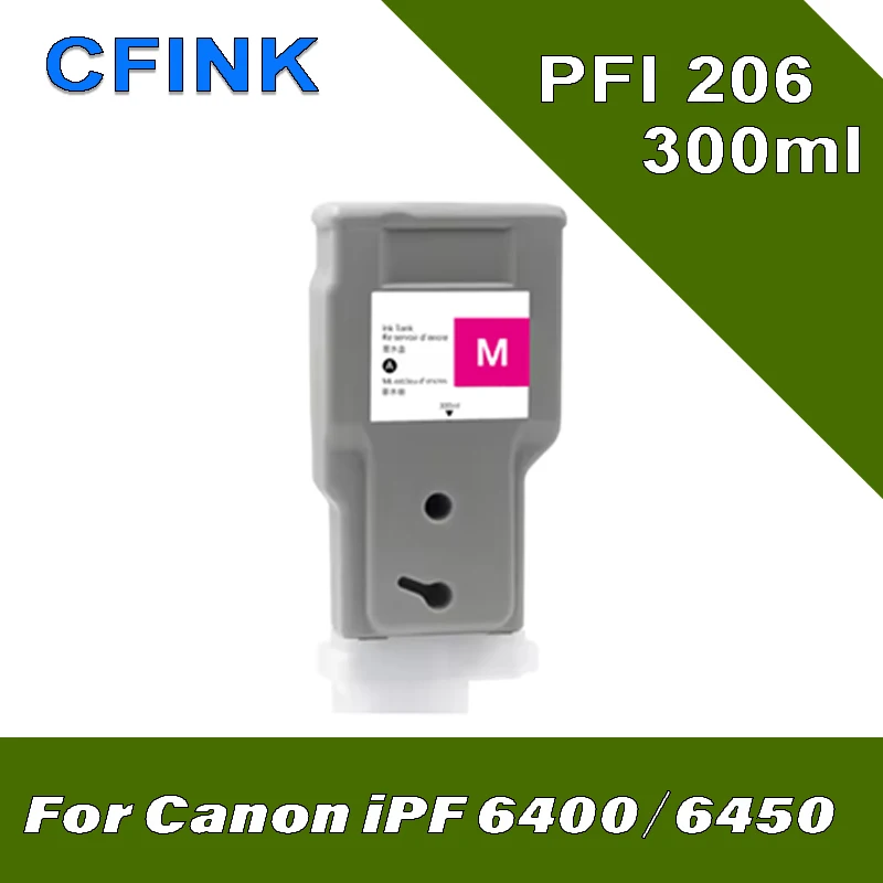 PFI 206 Compatible with PFI-206 Ink Cartridge with Dye Ink for Canon IPF6400 IPF6400S IPF6450 IPF6400SE 300ml 12 Colors/Game