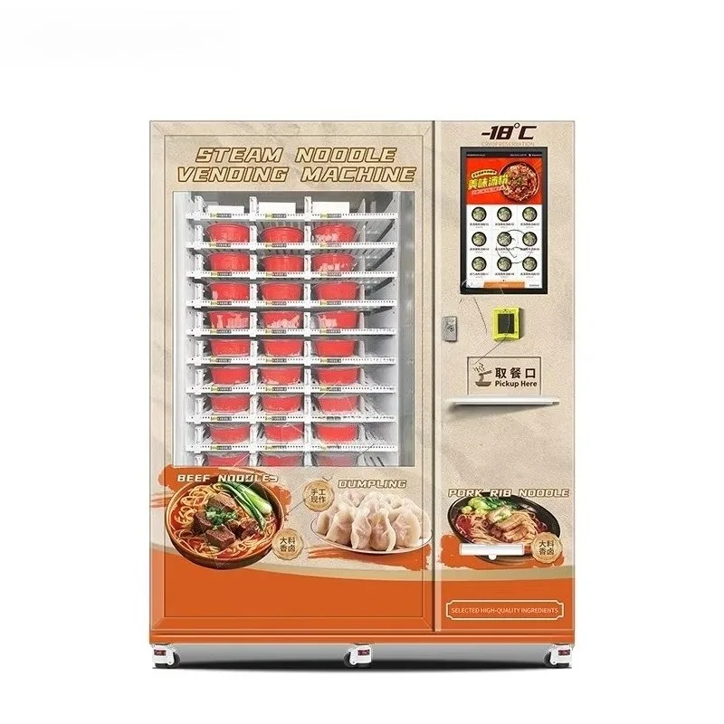 Custom Hot Selling Products Noodle Vending Machine Dumpling Noodle Ramen with Freezer and Hot Water Steam with SDK