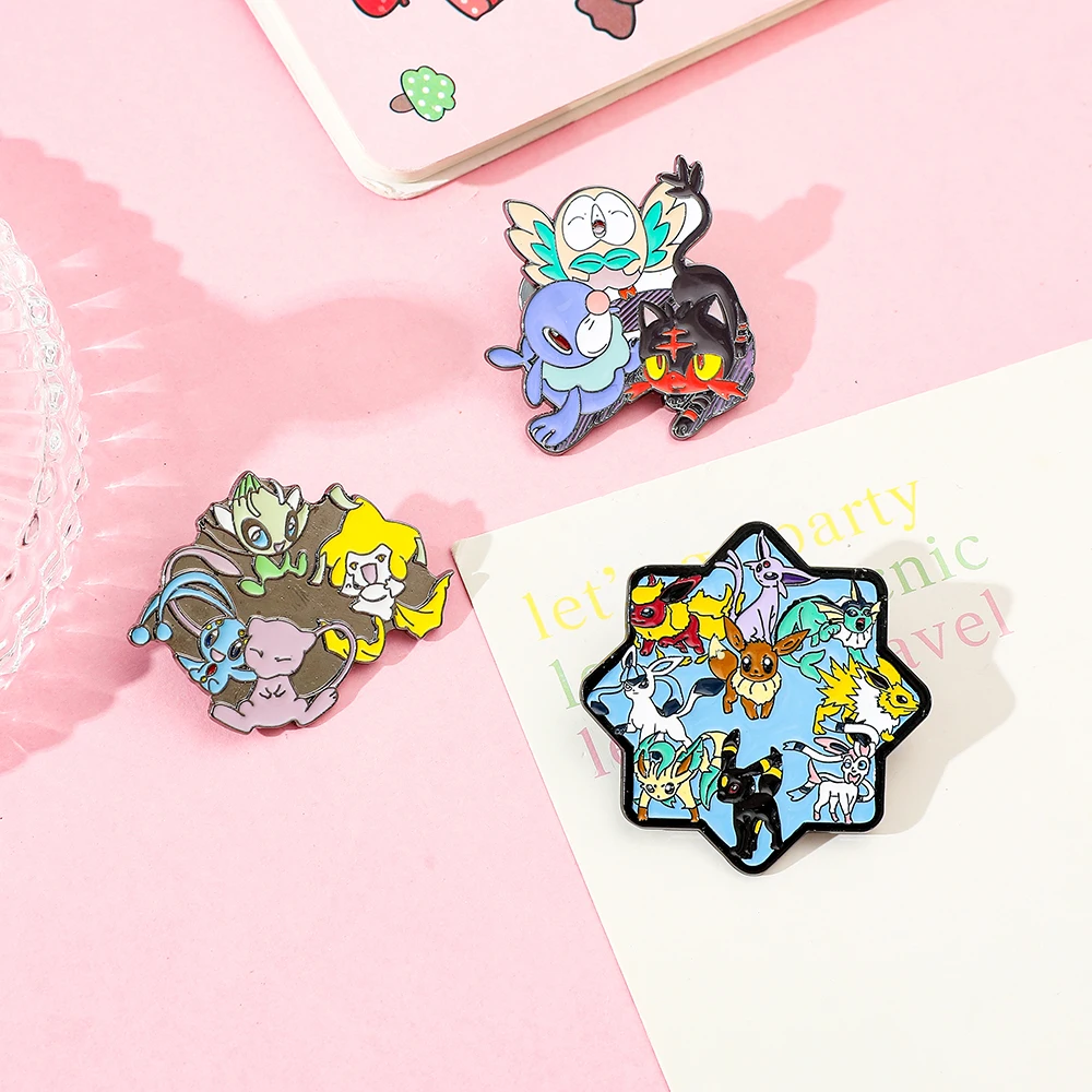 Eevee Evolutions Inspired Enamel Pins, Collectible Brooch Gift
