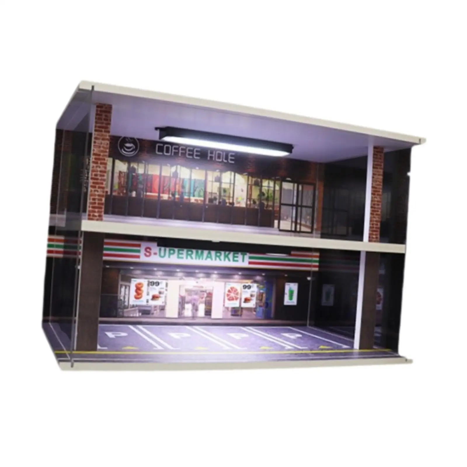 Voertuigmodel Vitrine 1:32 Laag Tafelblad Decor Container Landschap Diorama