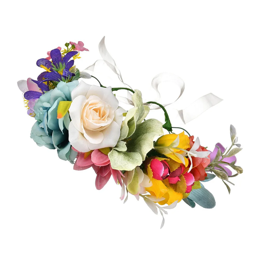 

Flower Hairband Embellished Simulation Flower Elegant Bridal Hair Decor Wedding Bride Head Garland Floral Crown Light Weight