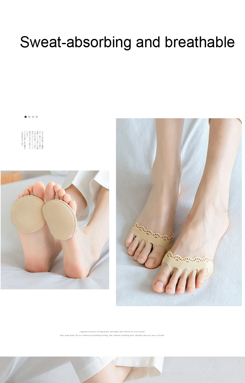 Einlegesohlen für High Heels, Halbschuhe, Fünf-Finger-Vorfußpolster für Damen, zur Behandlung von Hornhaut, Hühneraugen und Fußschmerzen, unsichtbare Sockeneinlagen. – Detail 6