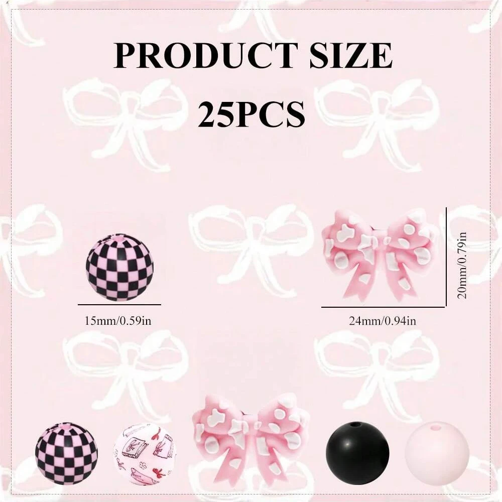 8/25PCS Spot Bow Thema 3D Kreatives DIY Perlenhandwerk, verwendet für Stift, Schlüsselanhänger, Schmuckzubehör, Künstlerbedarf – Detail 4