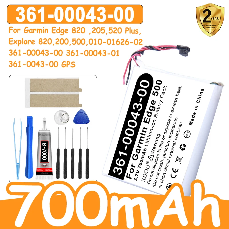 New Battery For GARMIN Edge 820, 520, 200, 205, 500, GPS, 520 Plus Send Accompanying Tool, 700mAh, 361-00043-00