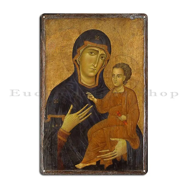 Madonna And Child Berlinghiero 1300 1500 Carlo Crivelli The Madonna And Child At A Marble Parapet Metal  Tin Sign Poster