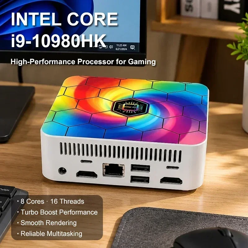 Hot Sale MINI PC Gaming Mini PC Intel I9-10980HK Processor Windows 11 Dual Band WiFi 6 Bluetooth5.2 Compact Desktop Gaming Host