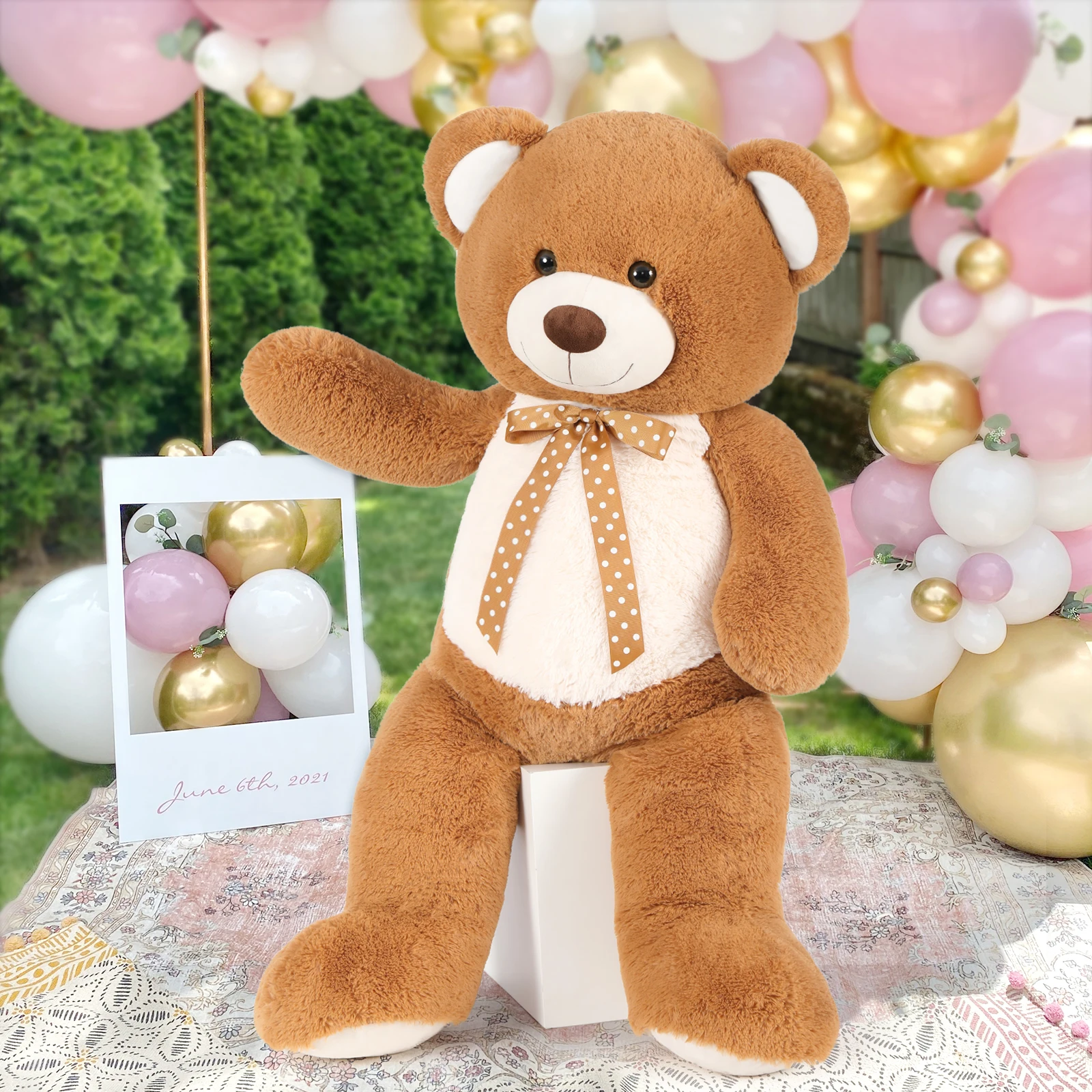 MorisMos Riesen-Teddybär, 1,2 m, Stofftier für Freundin, großer kuscheliger großer Bär für Kinder, Babyparty-Dekoration, Lebensgröße