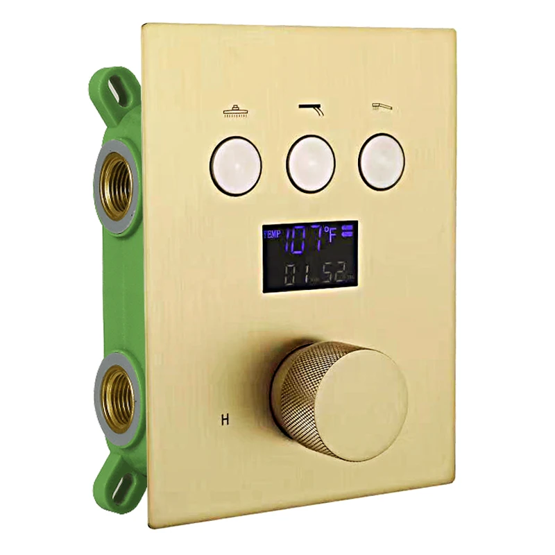 

3 Way Outlet Function Button Shower Diverter Thermostatic Mixing Valve With Temperature Display