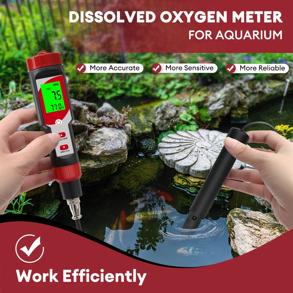 Digital Dissolved Oxygen Meter Portable DO Tester LCD Backlit Display Water Quality Analyzer For Aquaculture Fish Tanks Pools