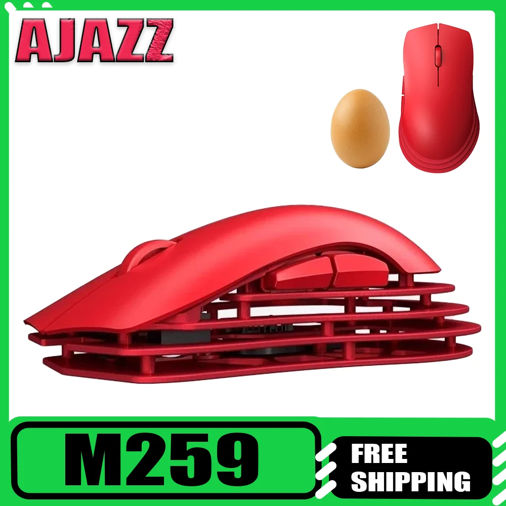 

AJAZZ M259 Беспроводная Bluetooth-мышь, трехрежимная, магниевый, алюминий, PAW3395, датчик, горизонтальная, полая, 64 г, легкий дизайн, сплав
