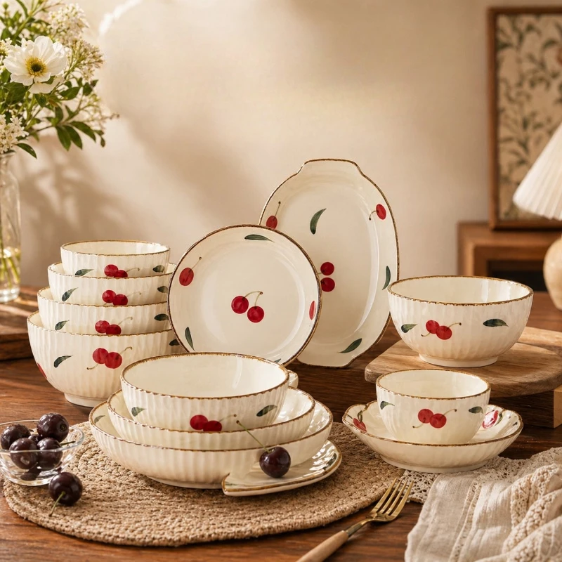 Juego de Vajilla Completo de Diseño Elegante, Vajilla de Cerámica de Lujo, Juego de Vajilla de Cerámica Elegante para Cocina