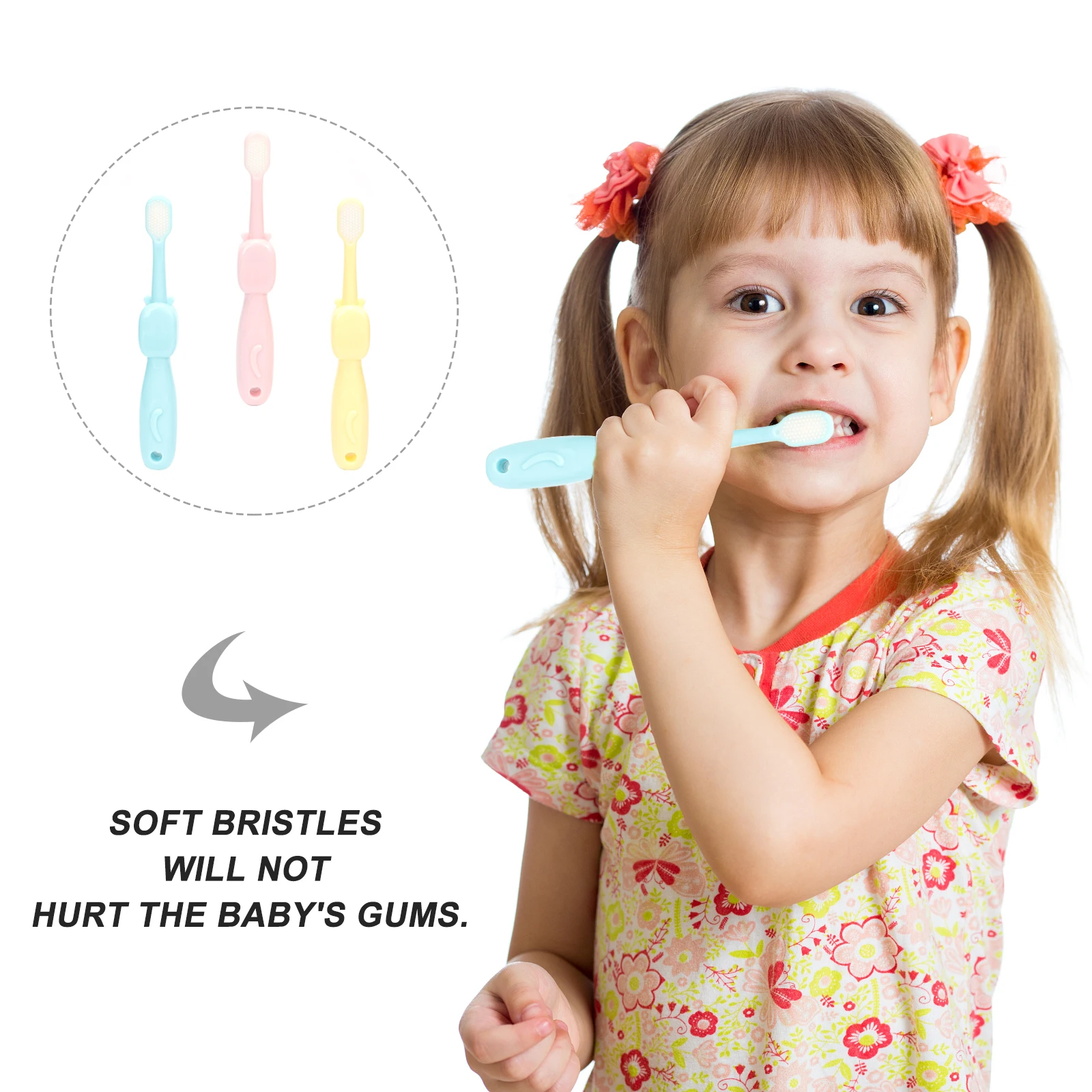 

3PCS Cartoon Hippo Toothbrush Kids Bristle Brush Set Comfortable Safe Ergonomic Fine Cozy Bristles Long Lasting Non Slip H