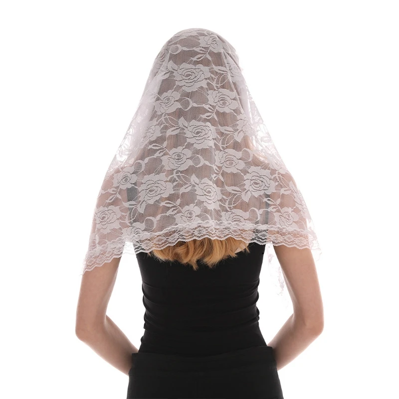 Laço mantilla igreja católica capela véu para lenço de cobertura de cabeça para noivas