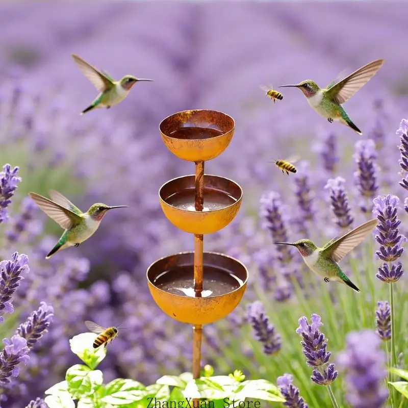 Large Metal Rainwater Collection Stake Standing Birdbath Bowl for Outdoor Garden Patio Yard Decoration Birdbath 3XUF