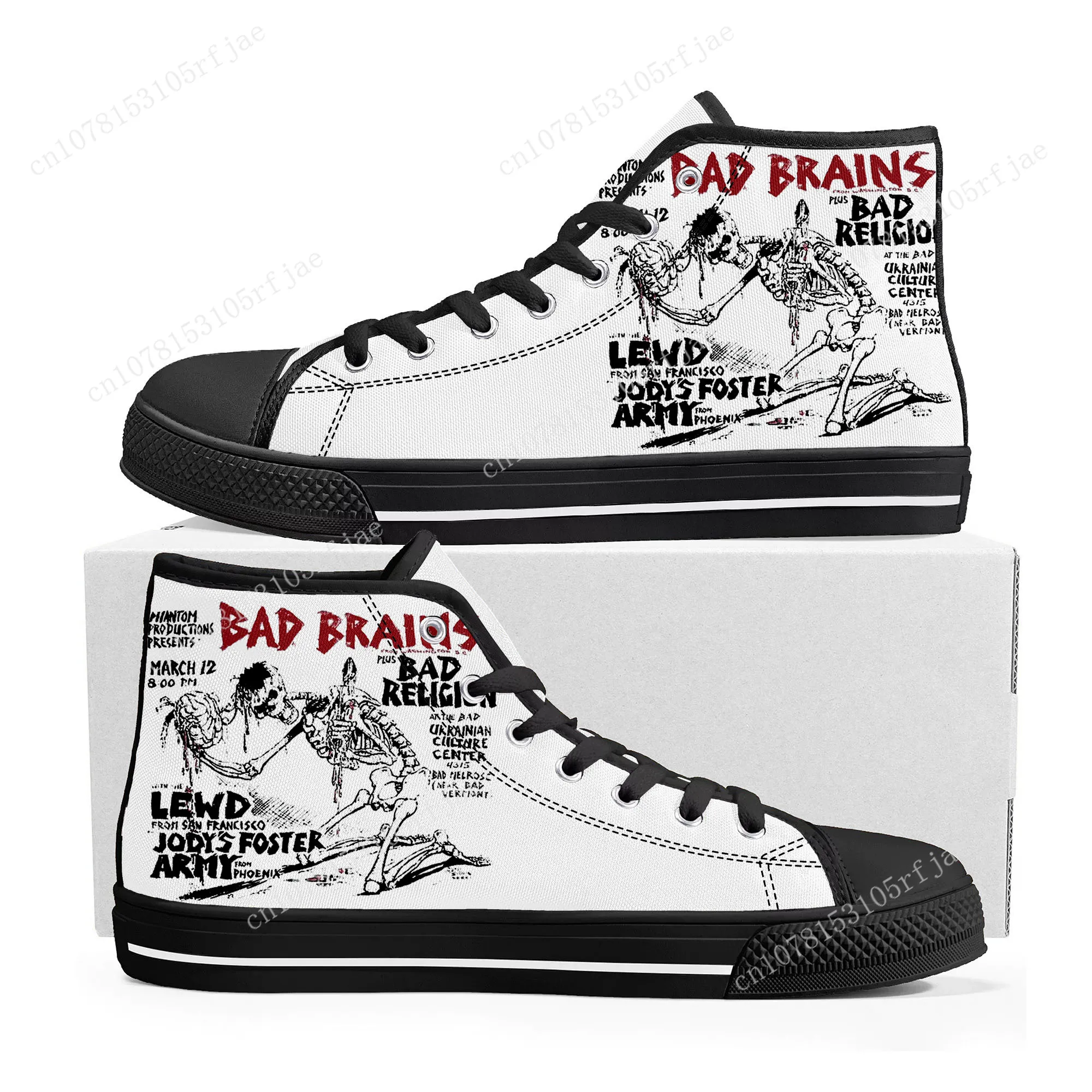 Bad Brains Punk Rock Band High Top High Quality Sneakers Mens Womens Teenager Canvas Sneaker Custom Made Casual Couple Shoes