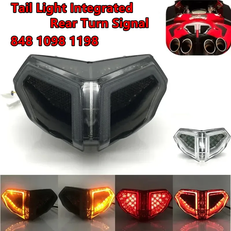 

Fit For 2007 - 2014 DUCATI 848 1098 1198 Motorcycle LED Tail Light Integrated Rear Turn Signal Indicator Lamp Taillight 2008