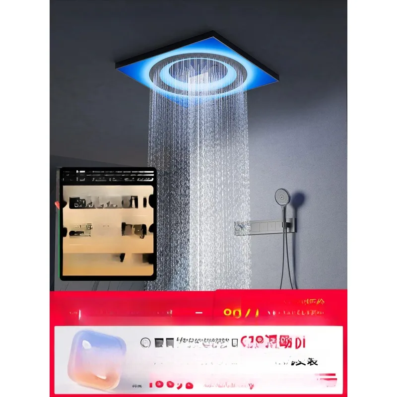 The sunscreen concealed shower set is embedded in the wall, with a hidden ceiling shoulder spray